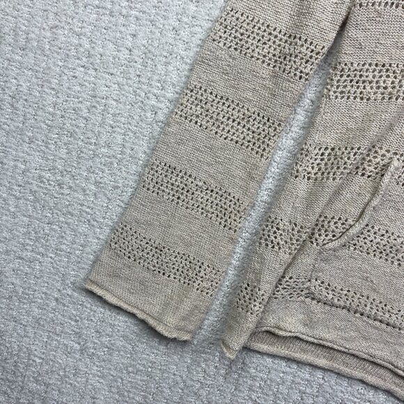 Roxy Hoodie Sweater Women M Cream V-neck Crochet Knit Boho Beach Surf Y2K - Picture 5 of 15